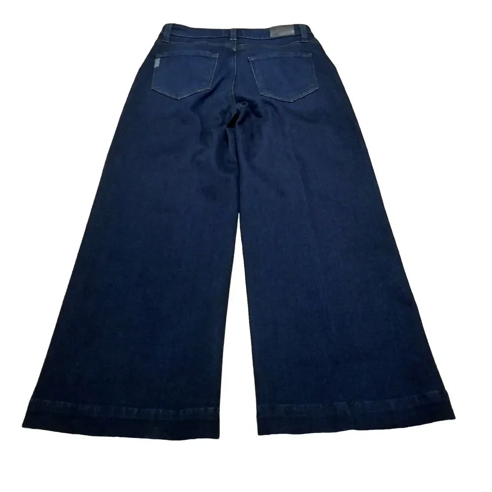 Paige Anessa Jeans Women's Size 28 Dark Blue Wide Leg Stretch Denim (28×26.5)